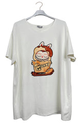 Teddy Print Oversized Top