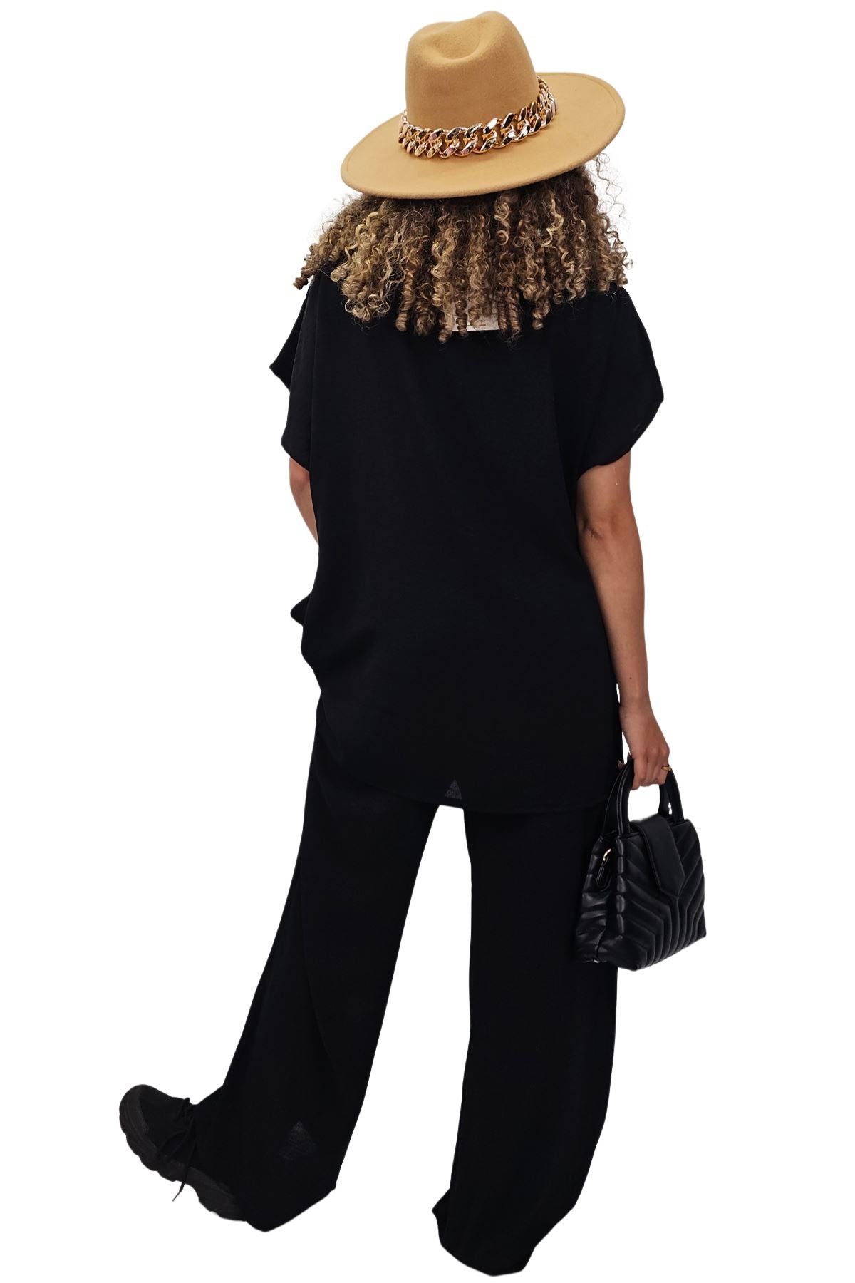 Plain Side Tie Detail Drawstring Waistband Co-Ord Set