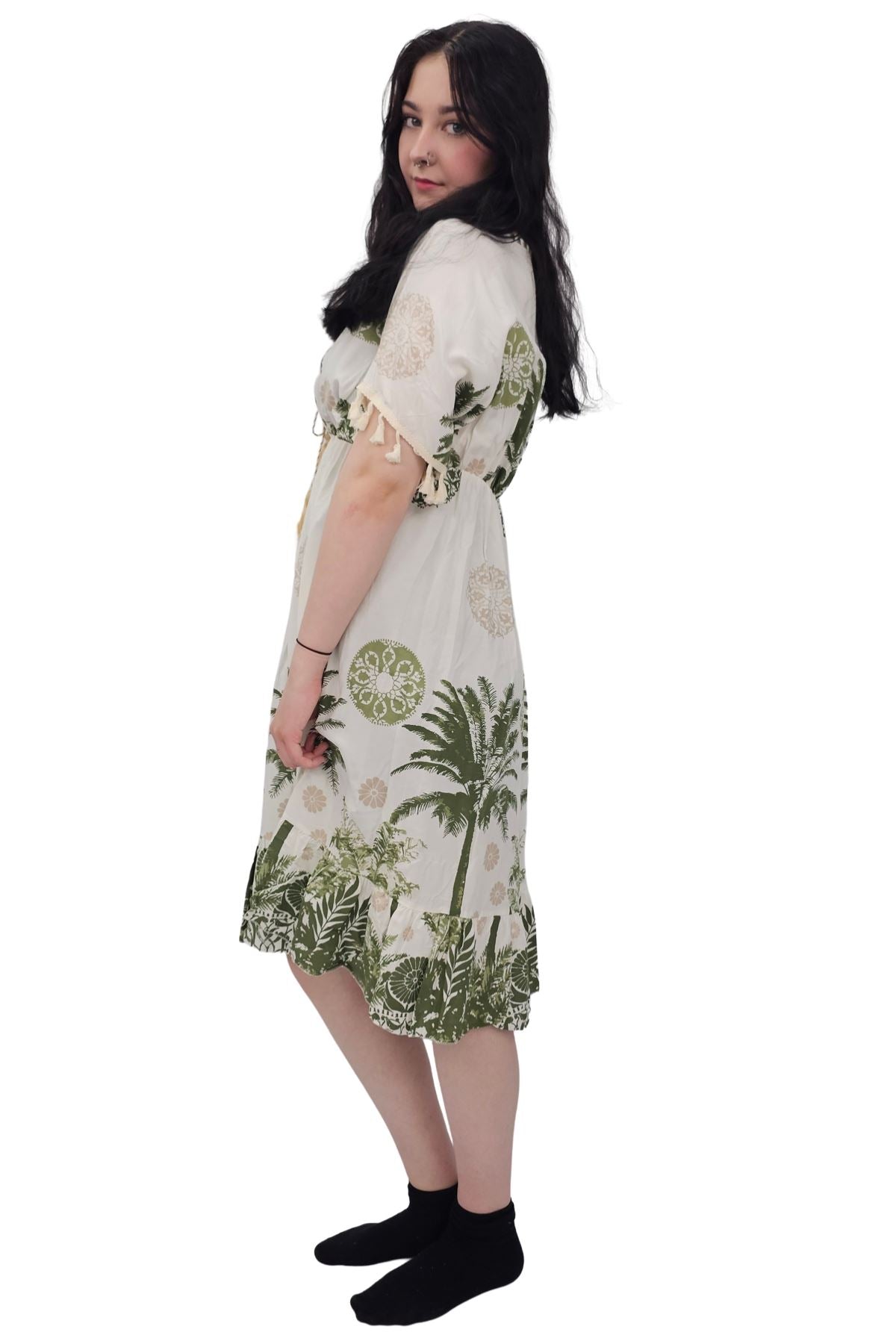 Floral Botanical Print Elasticated Waist Dress