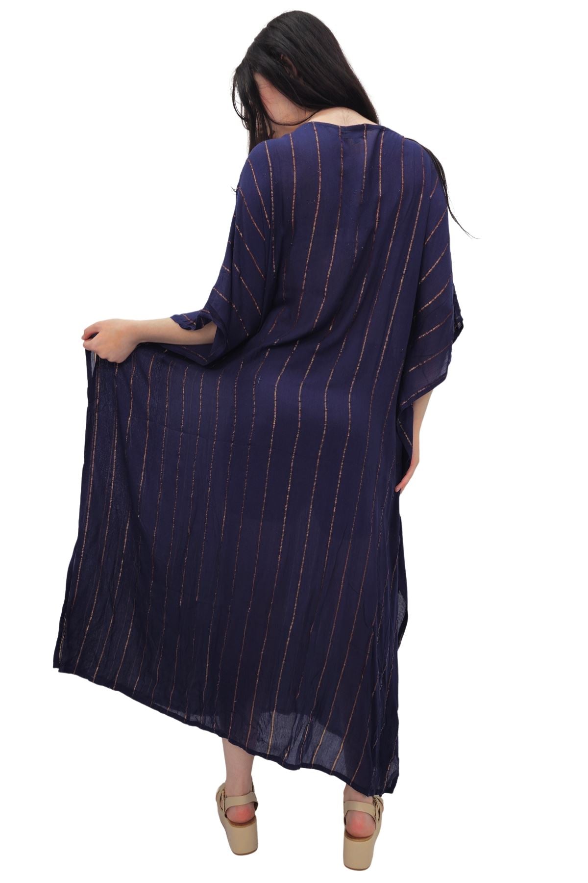Gold Metallic Splash Stripe Overfit Kaftan