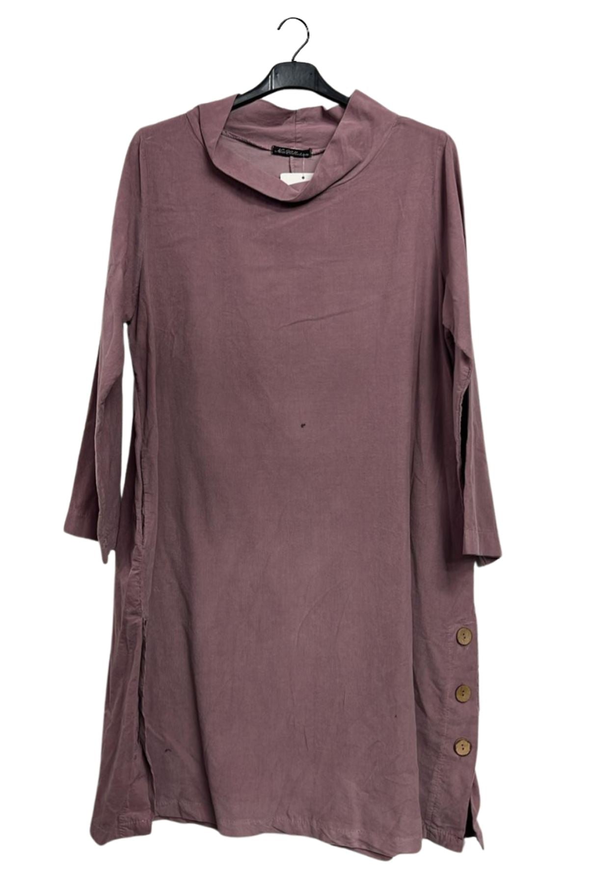 Plain Side Two Pockets Slit Hem Cotton Top