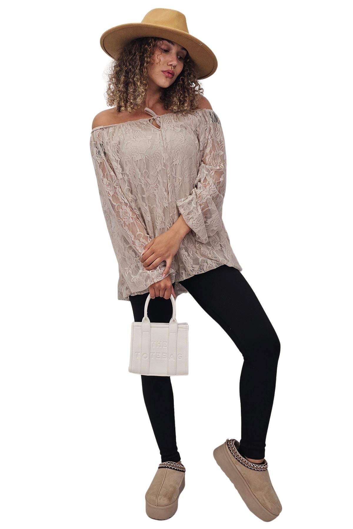 Floral Lace Overlay Curved Hemline Top