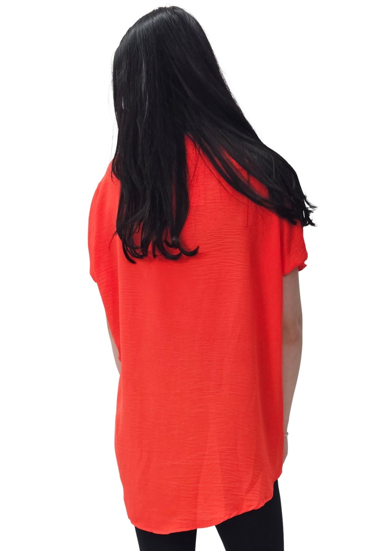 Plain Short Puff Sleeves Necklace Top