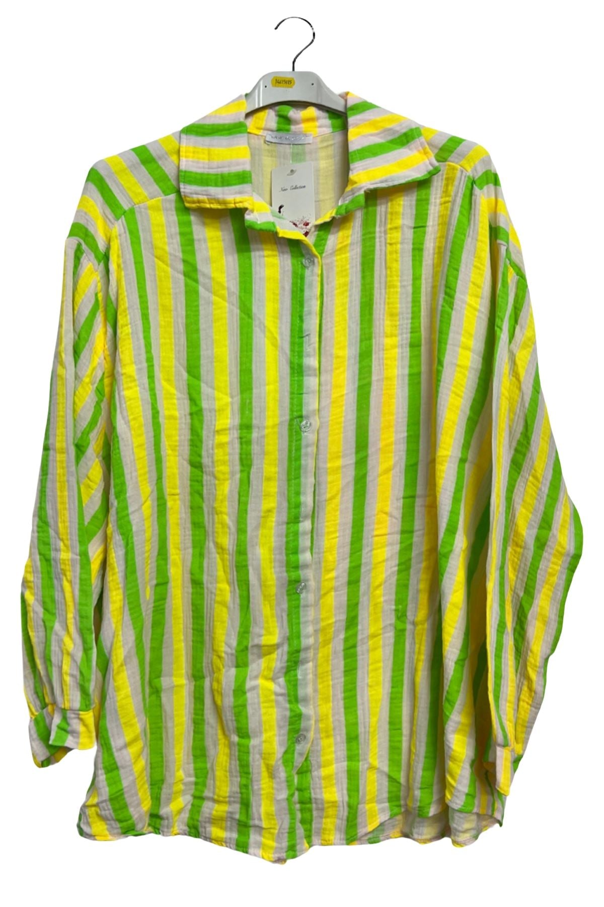 Vertical Stripes In Alternating Shades Button-Down Cotton Shirt