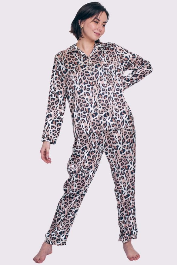 Leopard Print Button-up Elasticated Waistband Co-Ord Set