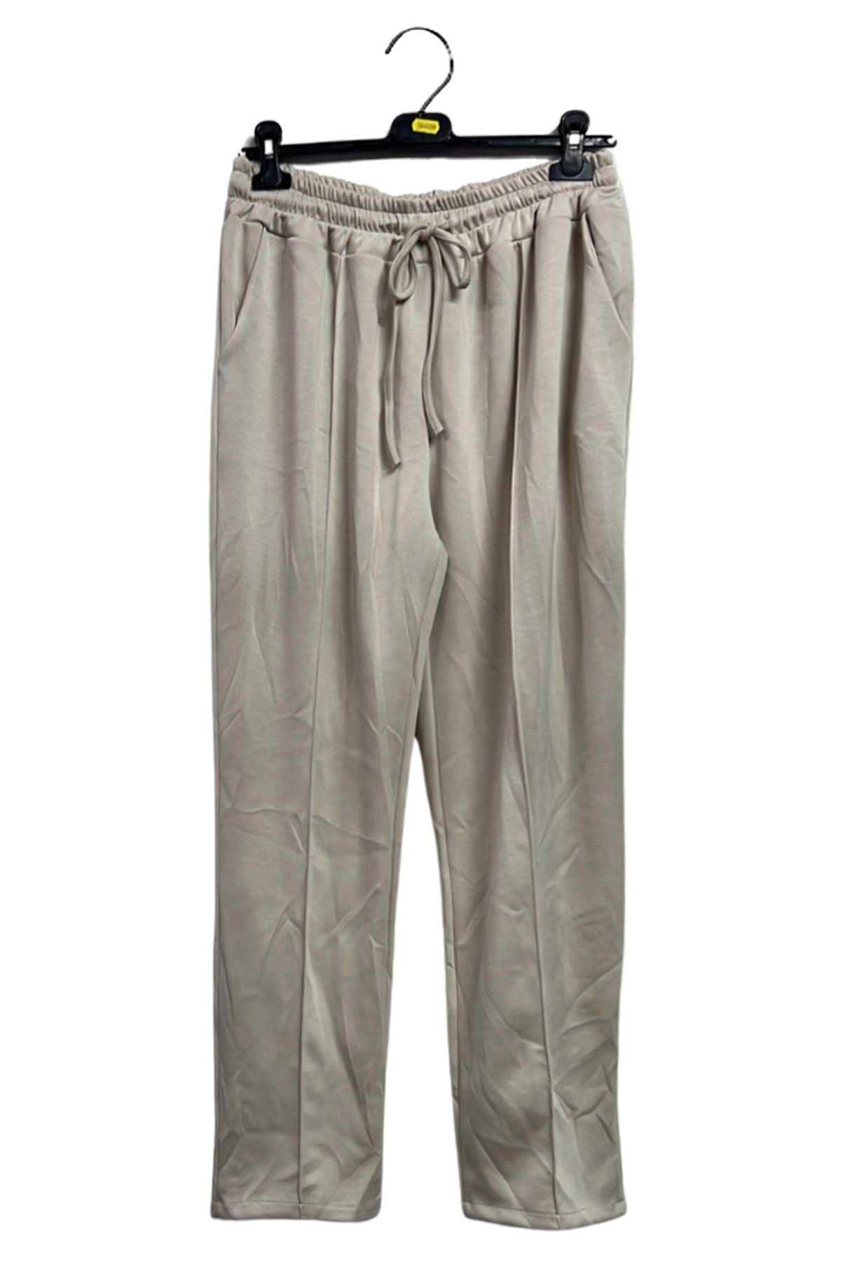 Plain Drawstring Waistband Side Pockets Trousers