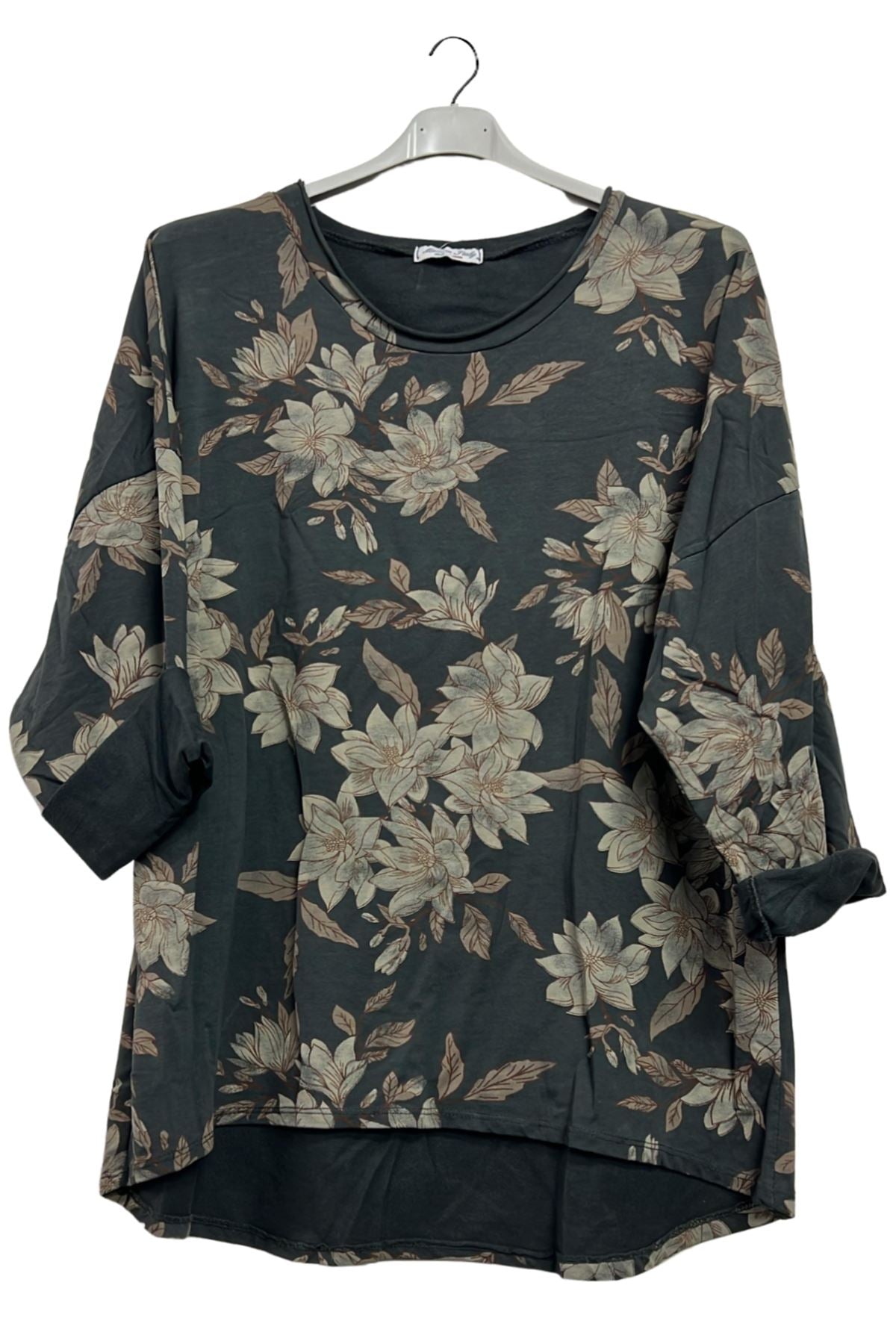 Floral Print High Low Hem Cotton Top