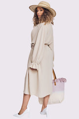 Plain Elastic Cuff Sleeve Dress