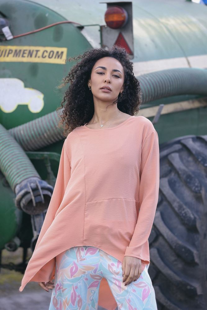 Plain Asymmetrical Oversized Top