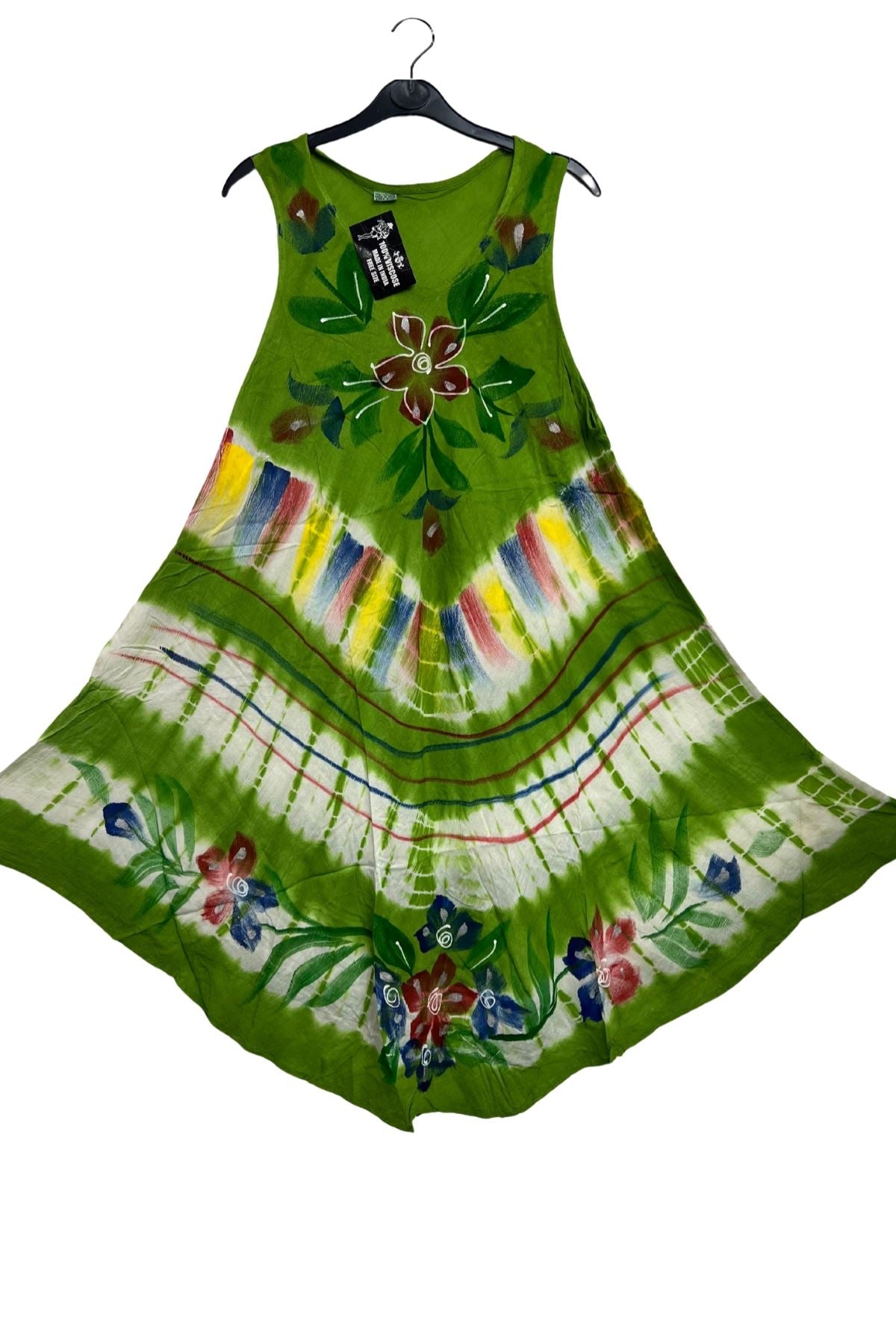 Floral Motif Rainbow Strokes Dress