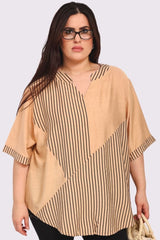 Stripe Print Cotton Tunic Top