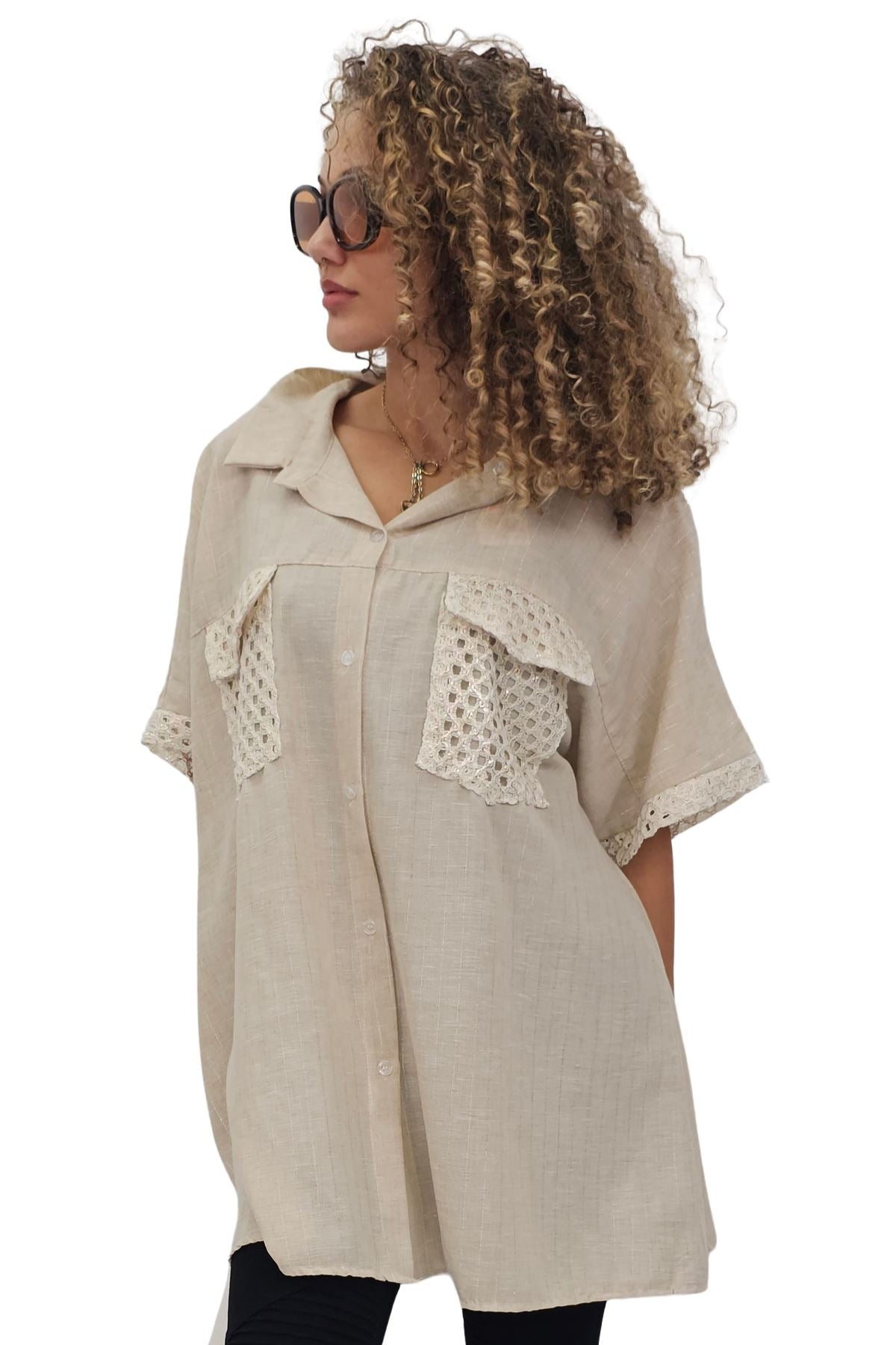 Weave Texture Two Front Flap Pockets Shirt