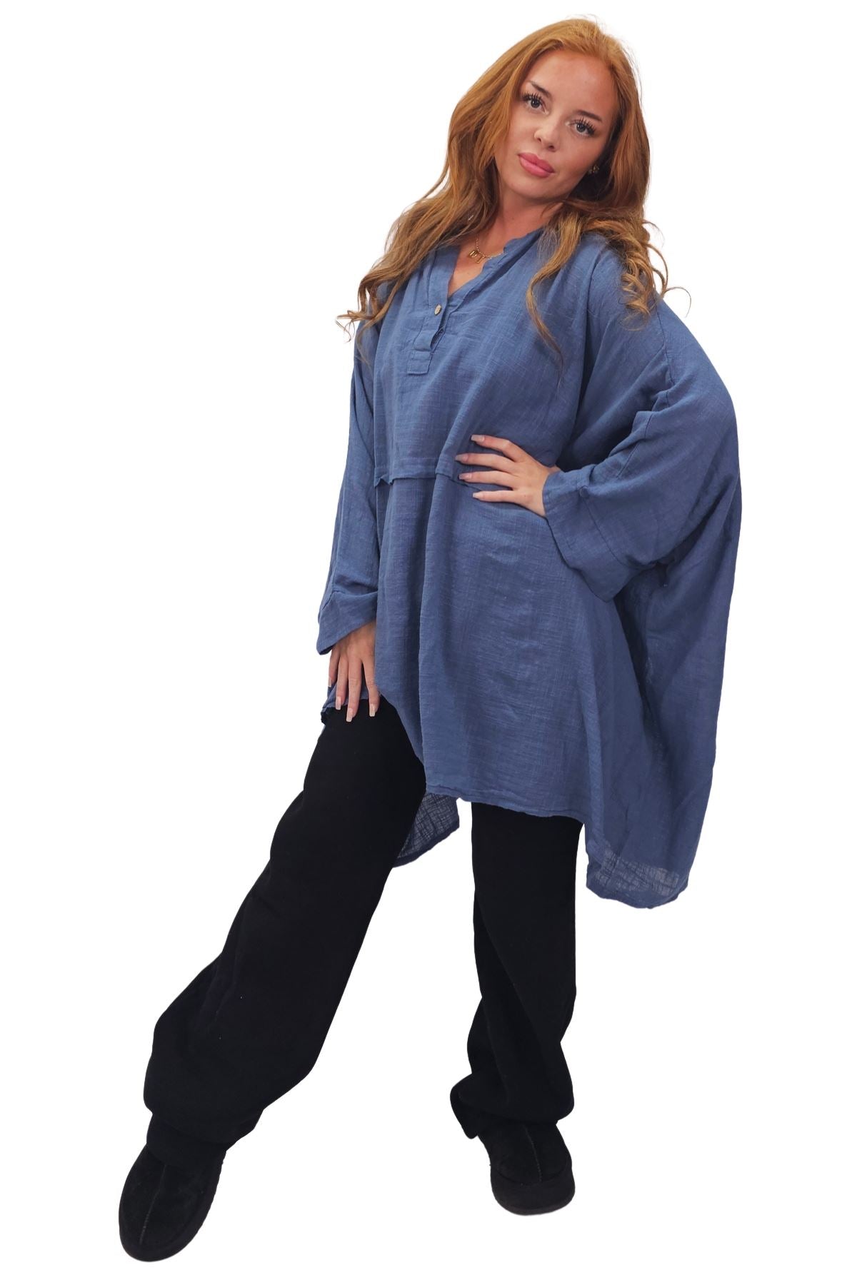 Plain Hanky Hem Oversized Cotton Top