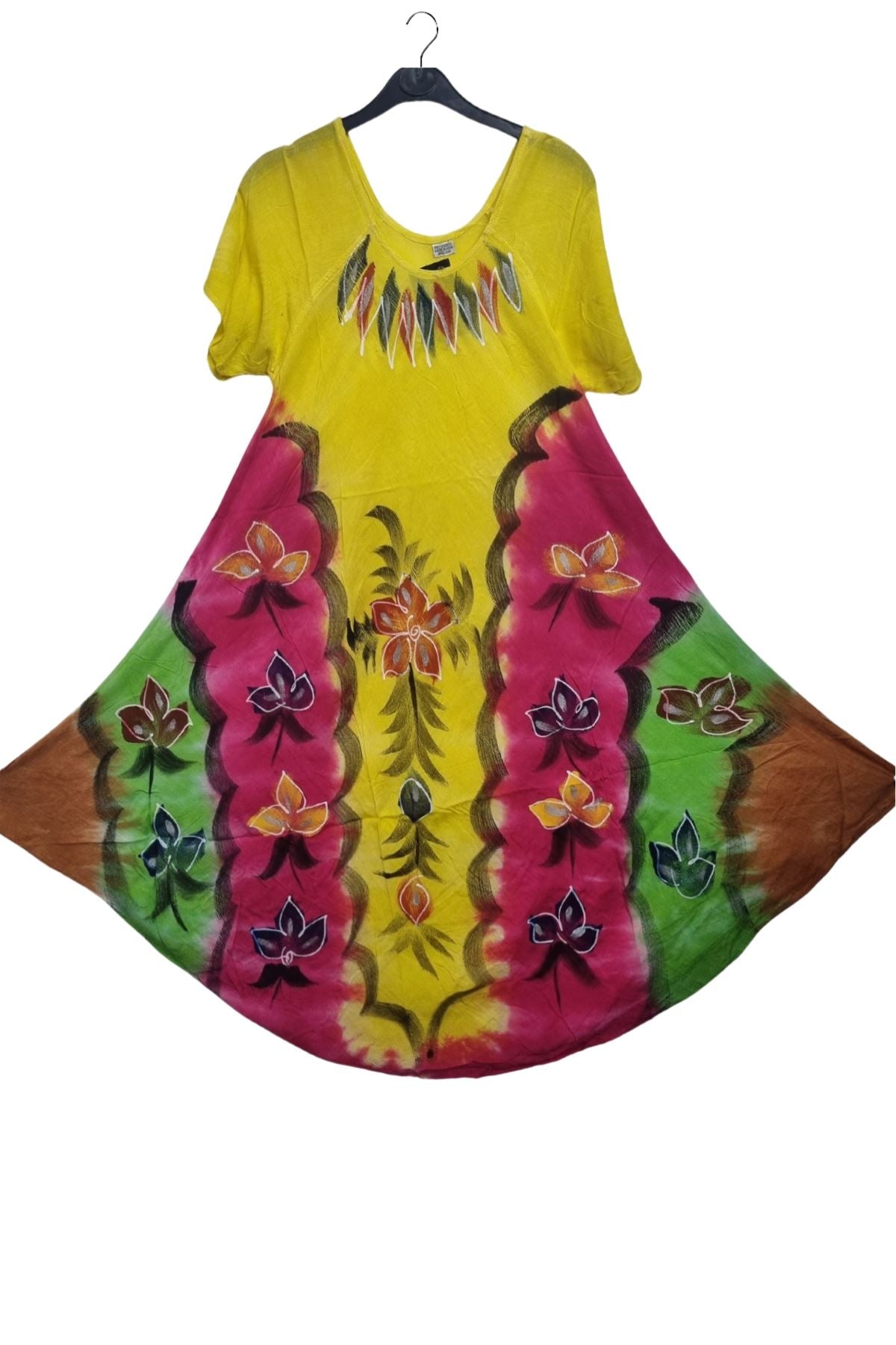 Floral Leaves Pattern Asymmetrical Hem Dress
