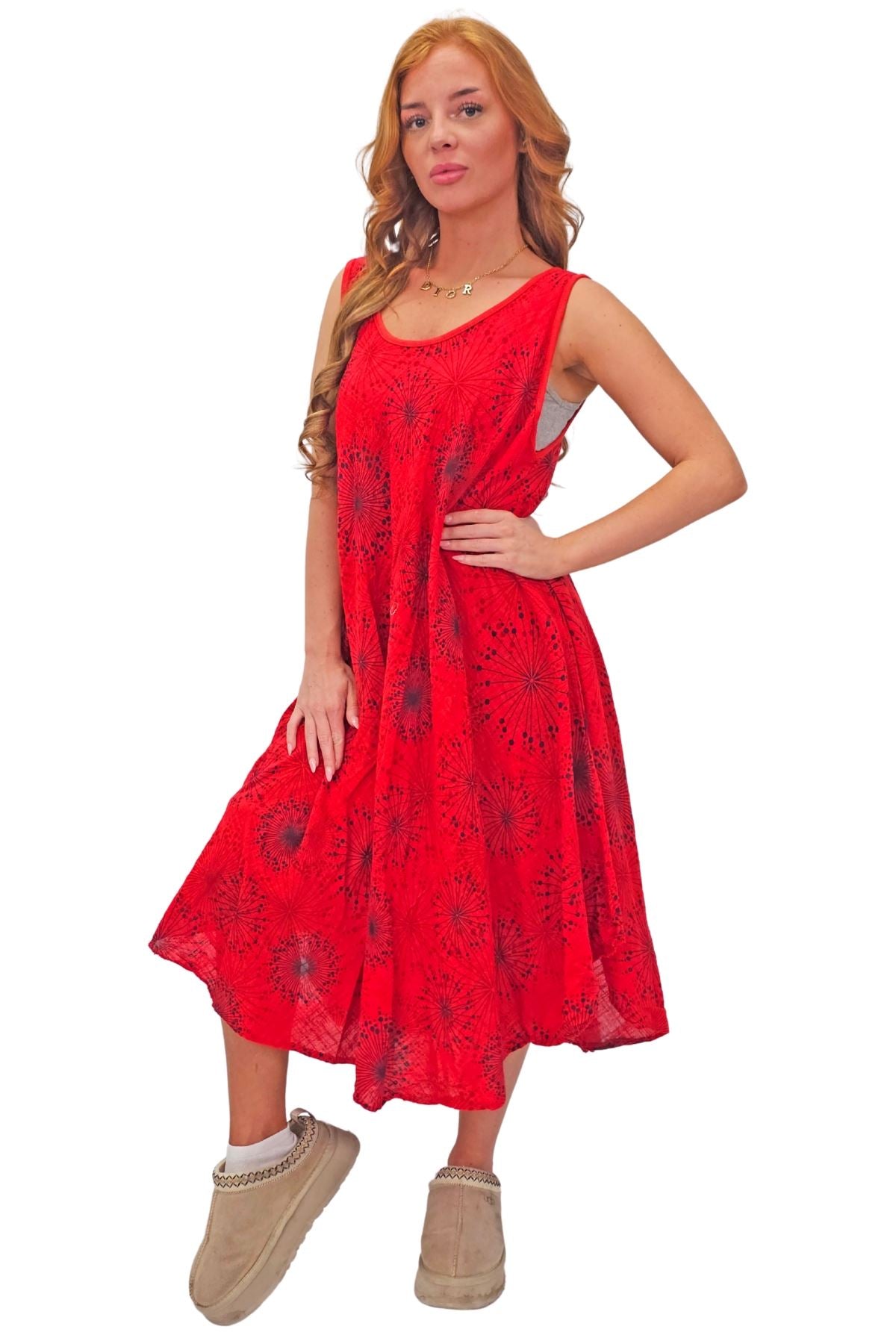 Abstract Firework Print Cotton Dress