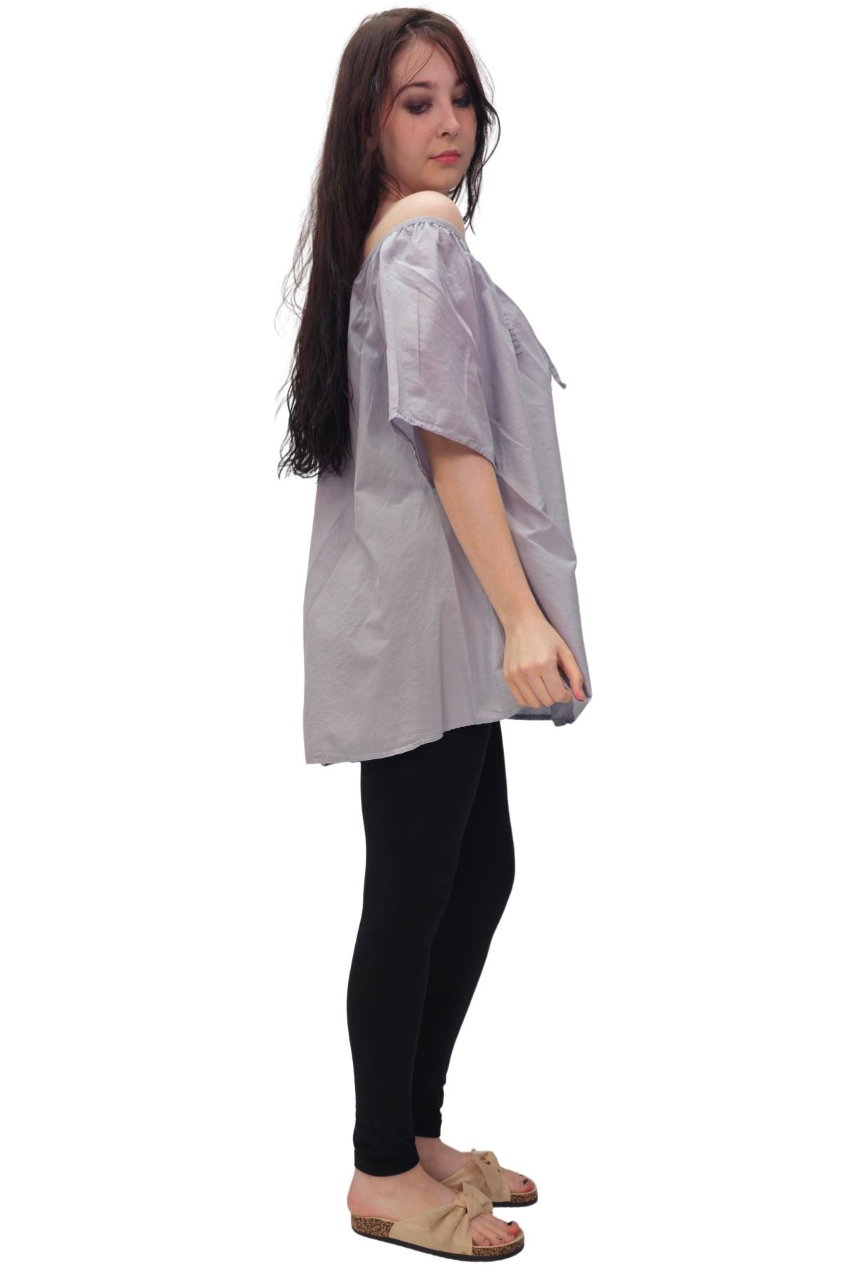 Plain Lace Tie Detailing Cotton Top