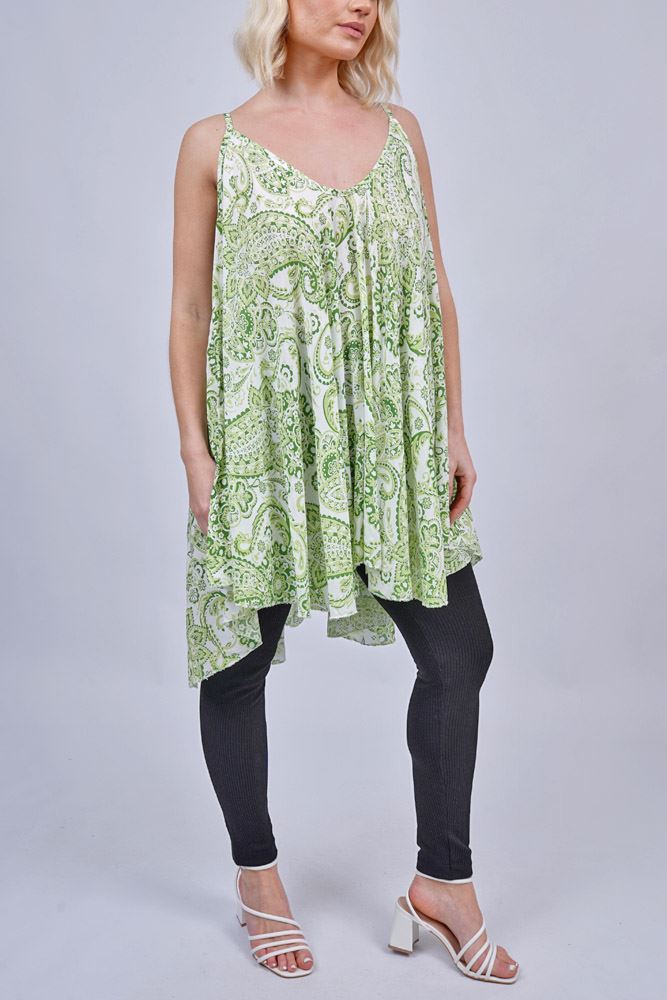 Paisley Print High Low Hem Top