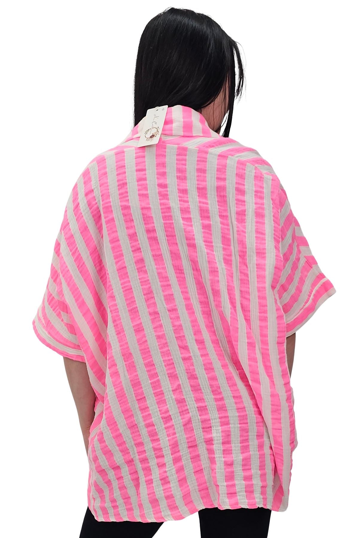 Vertical Stripes Print Front Button Down Cotton Shirt