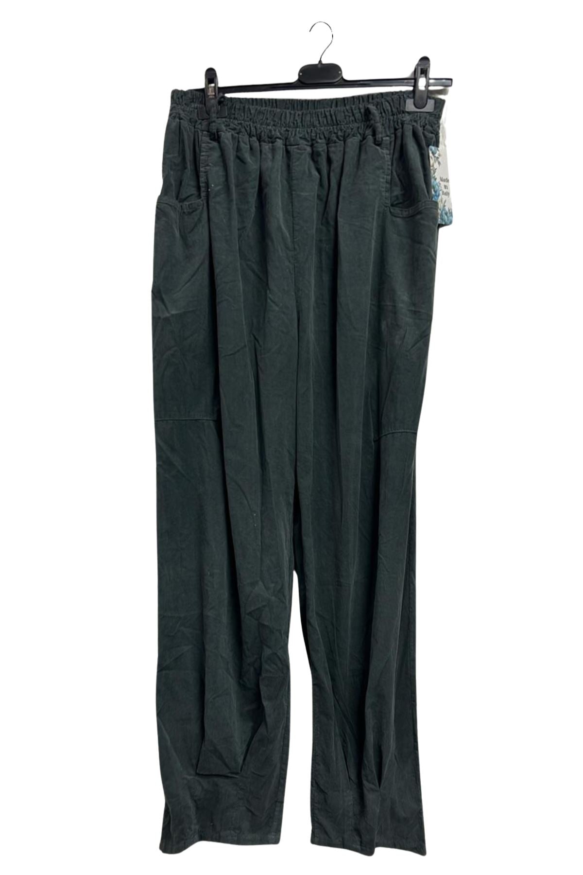 Plain Elasticated Waistband Front Two Pockets Cotton Trousers