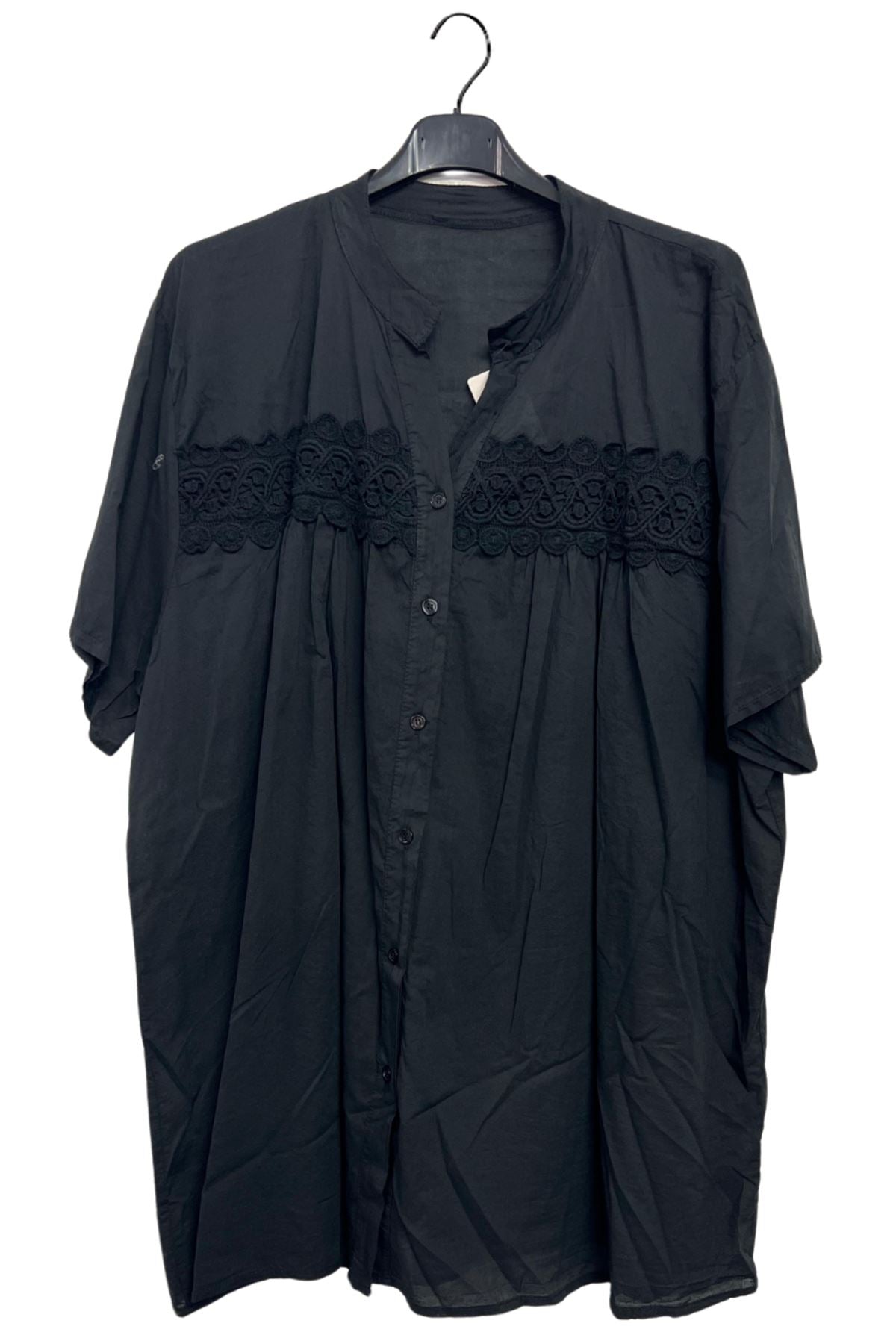 Plain Lace Detailing Cotton Shirt