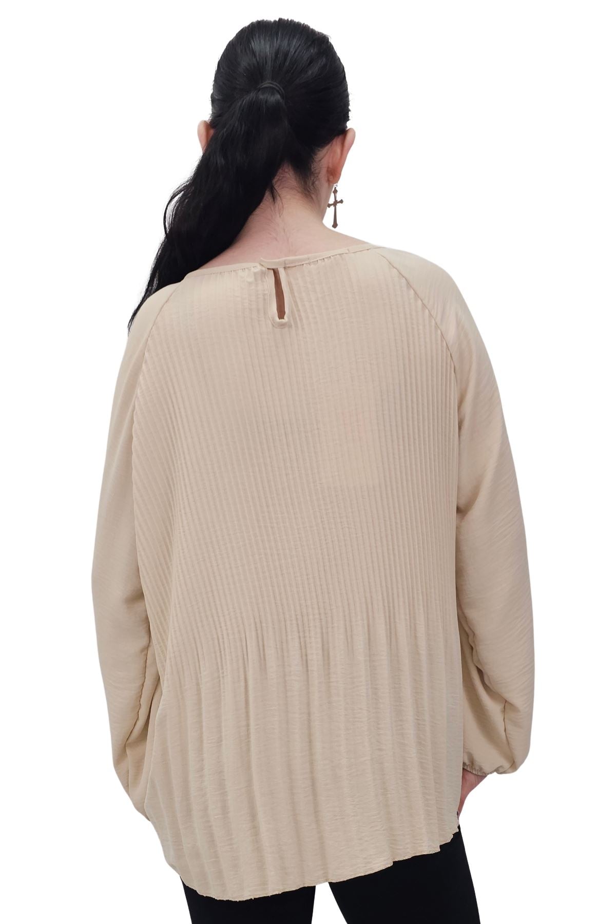 Plain Pleated Elastic Cuff Top