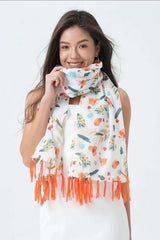 Leaves Print Tassel Scarves