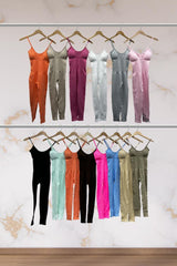 Ribbed Strappy Nylon Jumpsuit