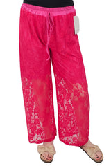 Floral Lace Pattern Drawstring Waistband Trousers