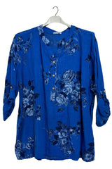 Floral Print Button-Down Front Cotton Shirt