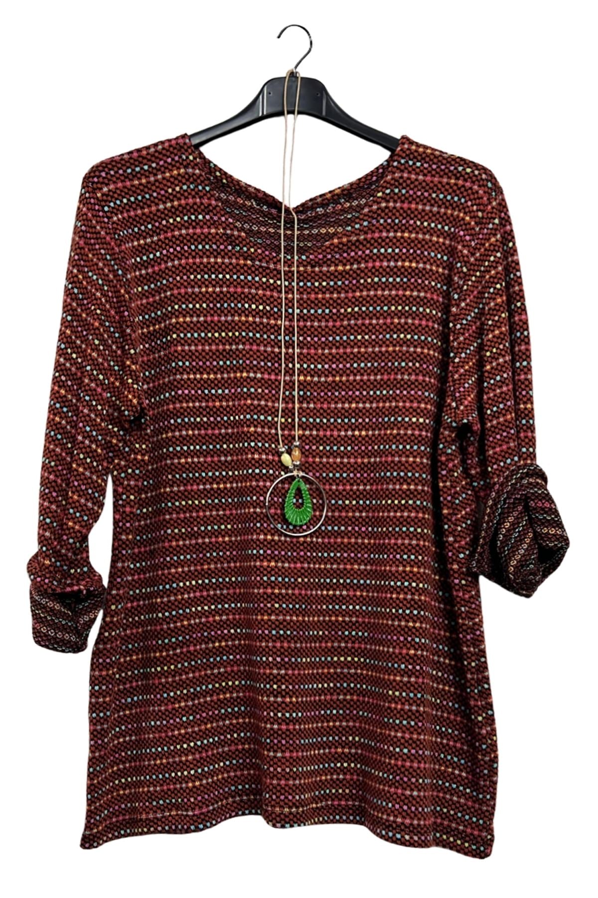 Multicoloured Horizontal Stripes Tunic Top