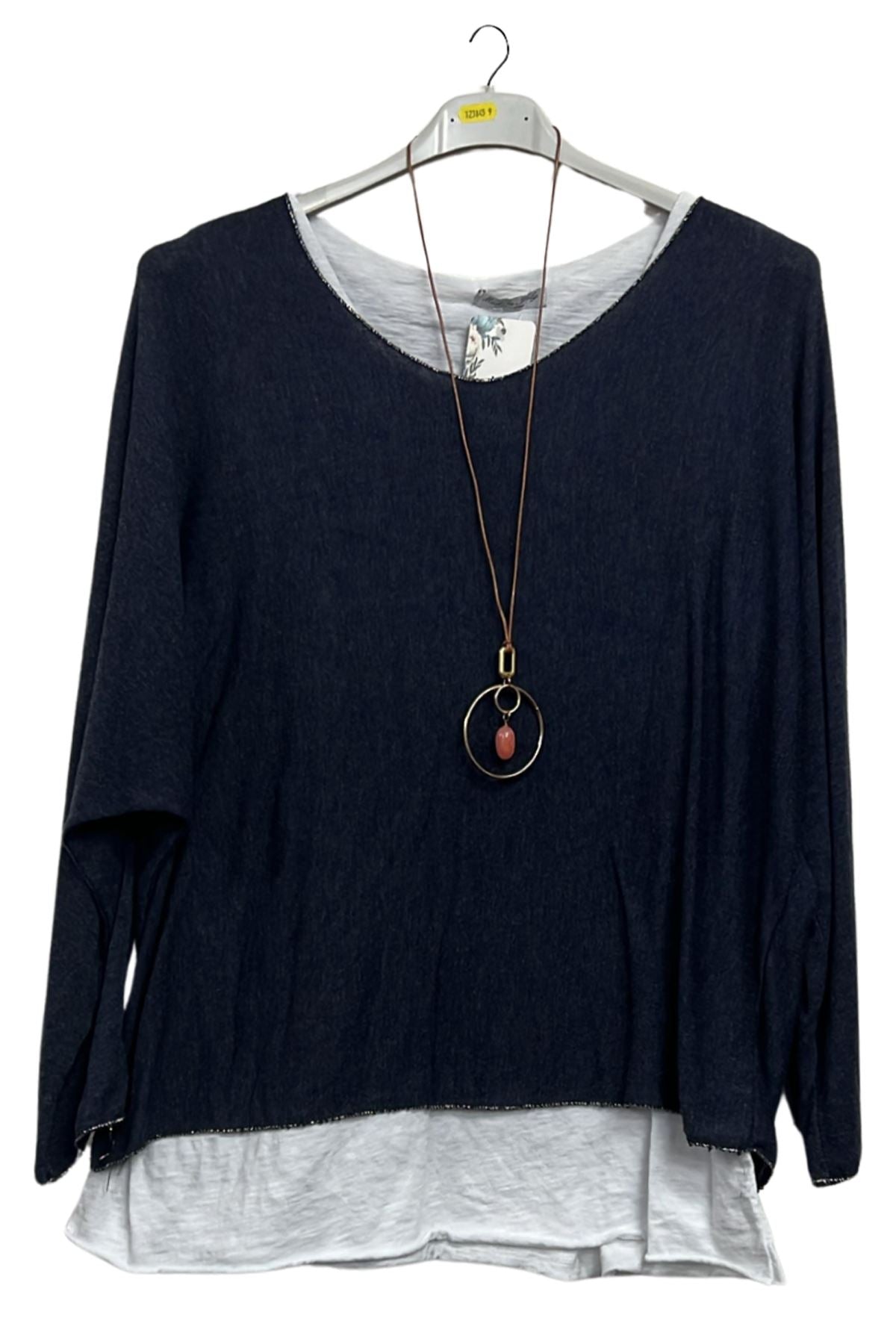 Plain Layered Hem Tunic Cotton Top