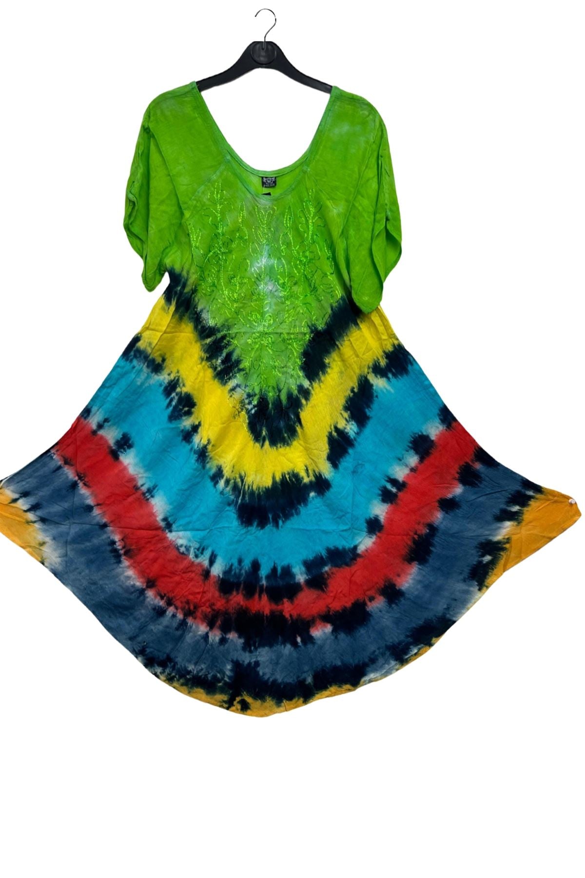 Tie Dye Print Embroidered Detailing Dress