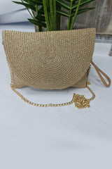 Concentric Circle Straw Clutch Bag