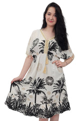 Floral Botanical Print Elasticated Waist Dress