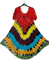 Tie-Dye Concentric Horizontal Stripes Pattern Umbrella Style Dress