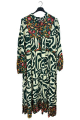 Paisley Floral Print Tiered Flared Dress