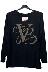 Glitter VB Pattern Soft Knit Tunic Top
