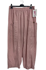 Plain Two Front Pockets Wide Leg Linen Trousers