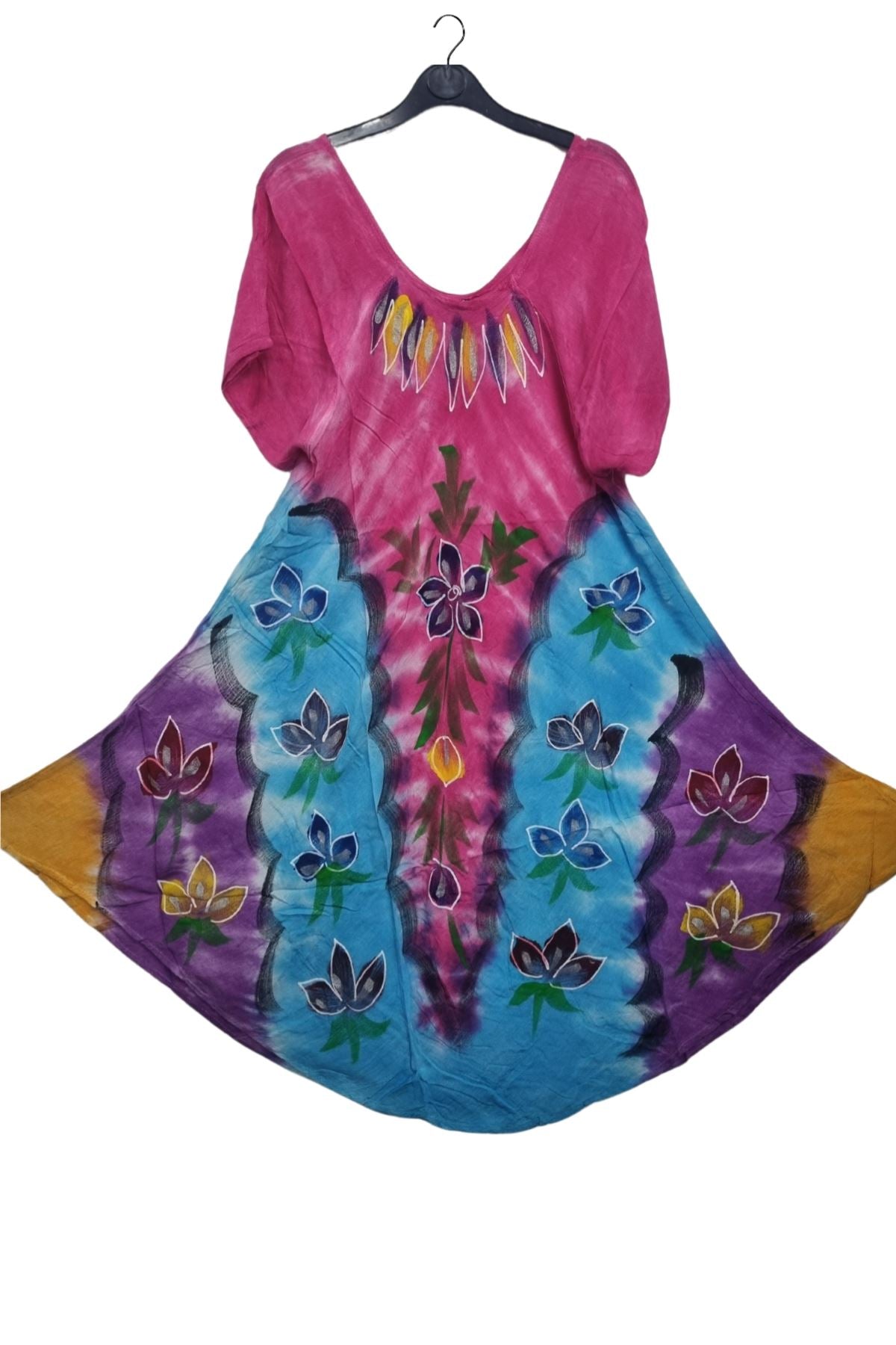 Floral Leaves Pattern Asymmetrical Hem Dress