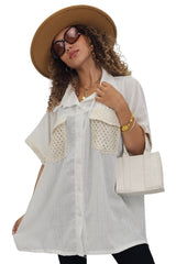 Weave Texture Two Front Flap Pockets Shirt