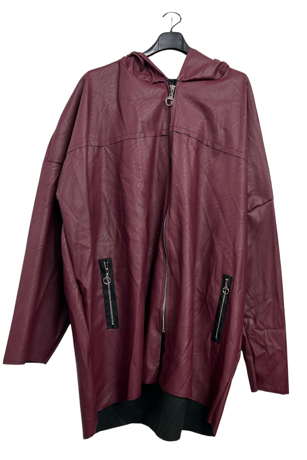 Plain Front Zip Detail Drop Shoulder Hoodie