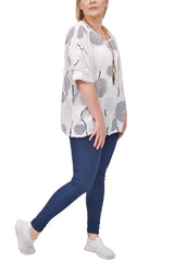 Stripe Mandala Print Necklace Cotton Top
