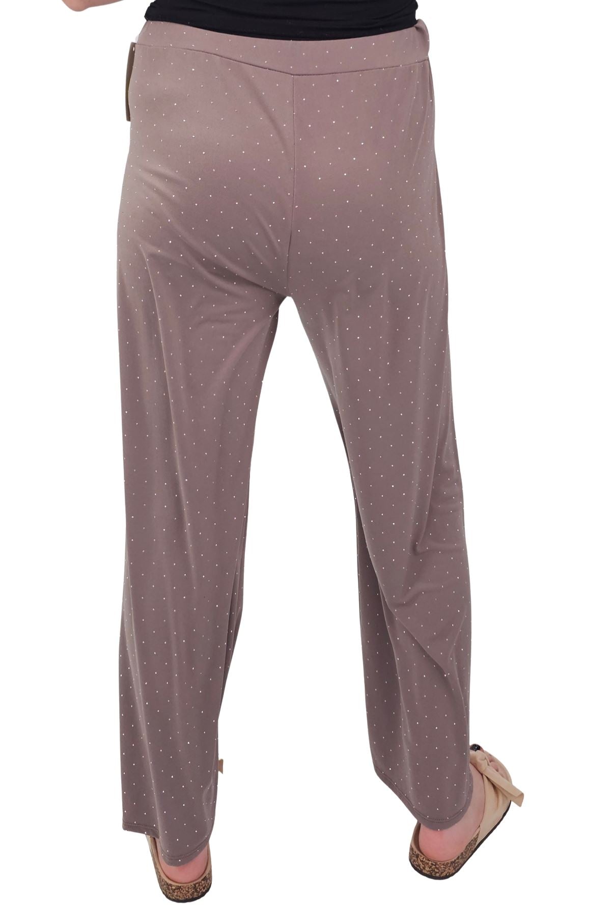 Diamante Pattern Wide Leg Trousers