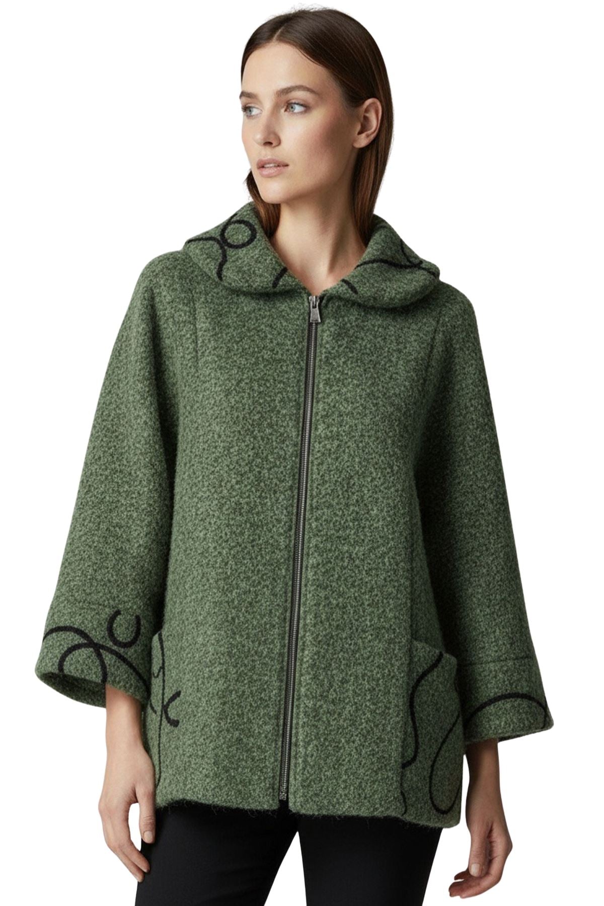 Abstract Swirl Pattern Front Zip Up Jacket