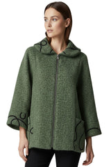 Abstract Swirl Pattern Front Zip Up Jacket