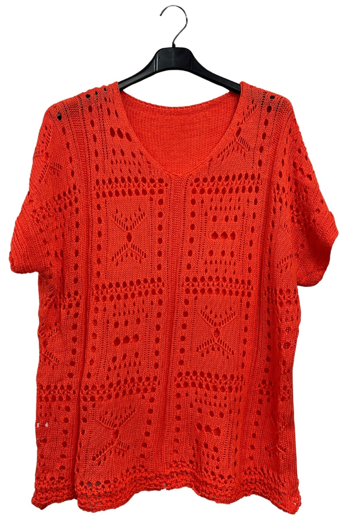 Crocheted Openwork Design Tunic Cotton Top