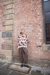 Rose Flower Print Soft Knit Top