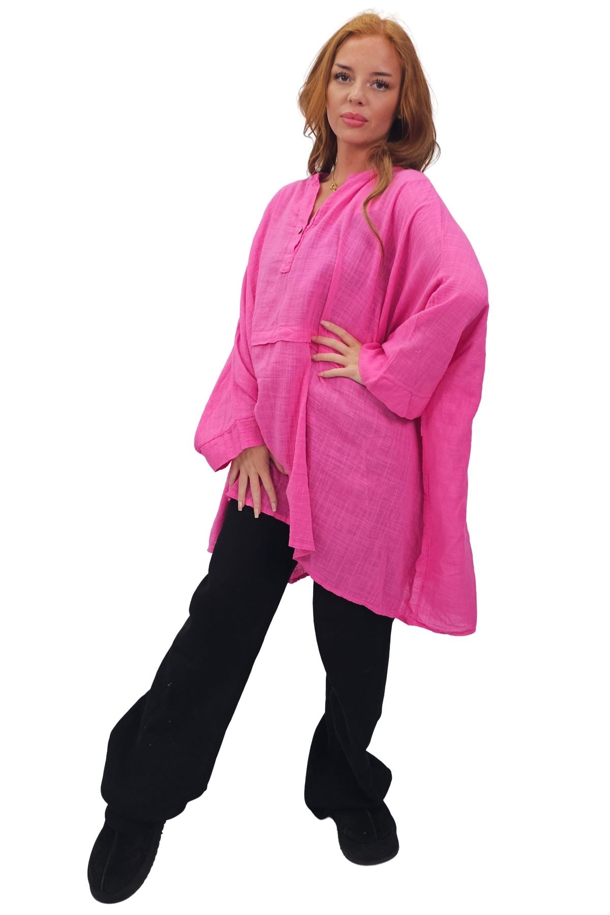 Plain Hanky Hem Oversized Cotton Top