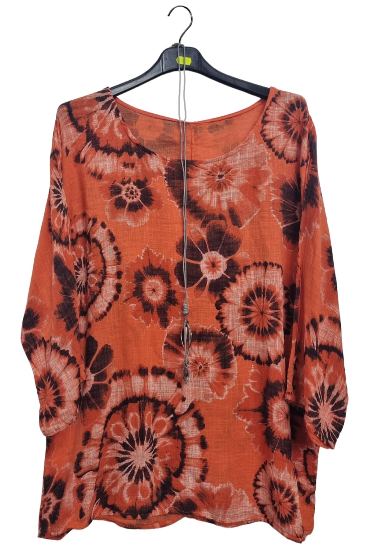 Floral Print Necklace Tunic Top