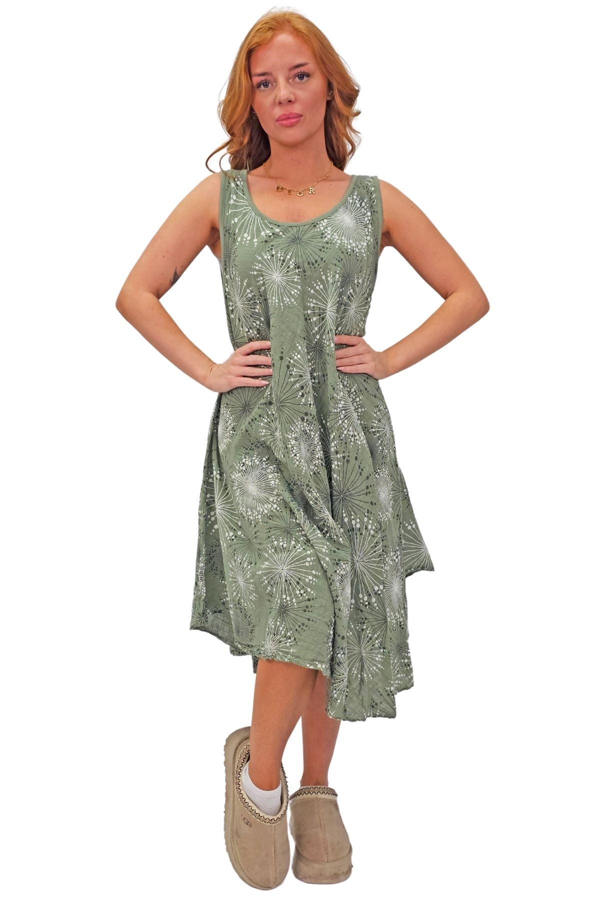 Abstract Firework Print Cotton Dress